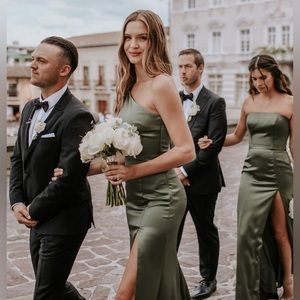 Amsale Kaia dress in olive green- size 6